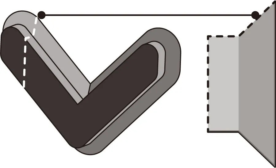 2つの異なる形状の図形が、線と点で接続されているイラストです。