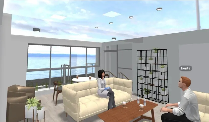 仮想空間のおしゃれなカフェのような相談ルーム